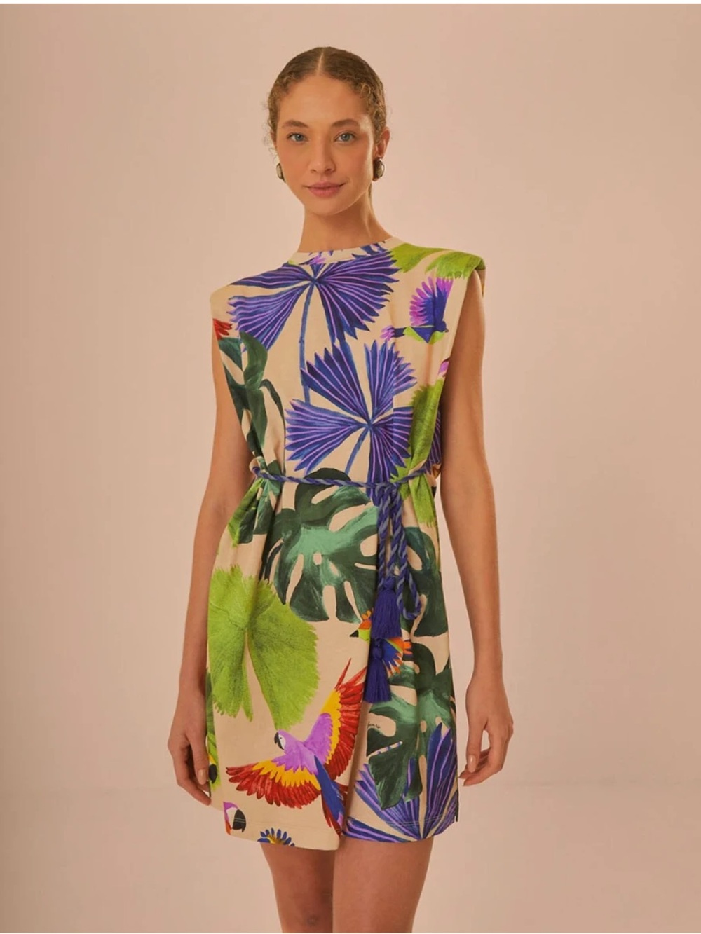 FARM Rio Macaw Jungle Tropical Print Tshirt Mini Dress